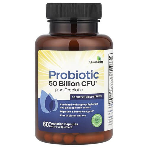 Пробиотики с пребиотиками 50 млрд КОЕ Futurebiotics (Probiotic Plus Prebiotic) 60 растительных капсул