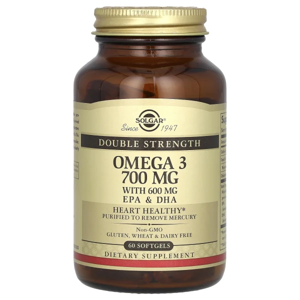 Омега-3 подвійної сили Solgar (Omega-3 Double Strength) 700 мг 60 капсул