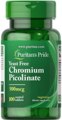 Піколінат хрому Puritan's Pride (Chromium Picolinate) без дріжджів 500 мкг 100 таблеток