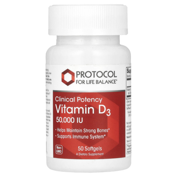 Витамин D3 Protocol for Life Balance (Vitamin D3) клиническая сила 50 000 МЕ 50 гелевых капсул