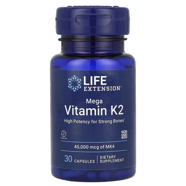 Life Extension, Мегавітамін K2, 45 000 мкг, 30 капсул