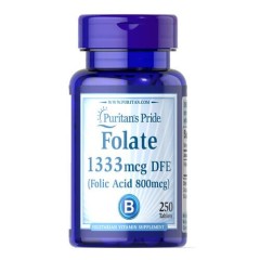 Фолат 1333 мкг DFE Puritan's Pride (Folate Folic Acid 800 мкг) 250 таблеток