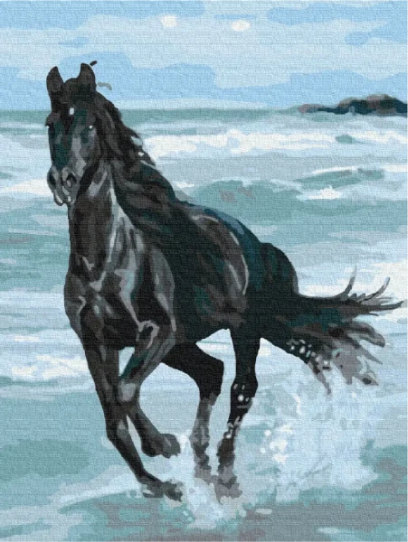 Картина за номерами Чорний кінь  Brushme 40x50