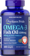 Омега-3 рибий жир Puritan's Pride (Omega-3 Fish Oil) 1200 мг 100 гелевих капсул