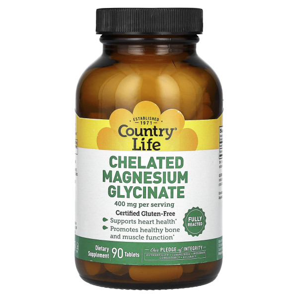 Хелатний гліцинат магнію Country Life (Chelated Magnesium Glycinate) 133 мг 90 таблеток