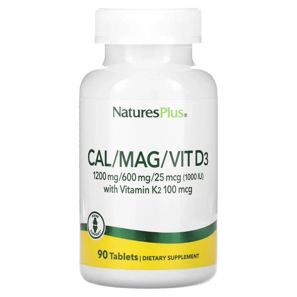 Кальцій магній вітамін D3 з вітаміном K2 NaturesPlus (Calcium Magnesium Vitamin D3 with Vitamin K2) 90 таблеток