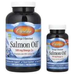 Лососевий жир Carlson (Salmon Oil) збагачений омега-3 230 капсул