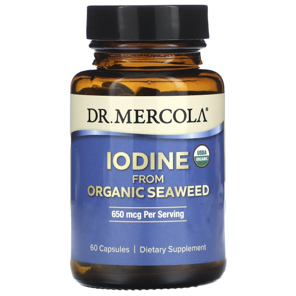 Dr. Mercola, йод з органічних морських водоростей, 650 мкг, 60 капсул (325 мкг в 1 капсулі)