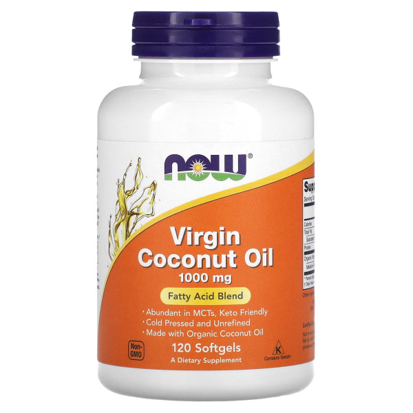 Кокосовое масло первого отжима Now Foods (Virgin Coconut Oil) 1000 мг 120 капсул