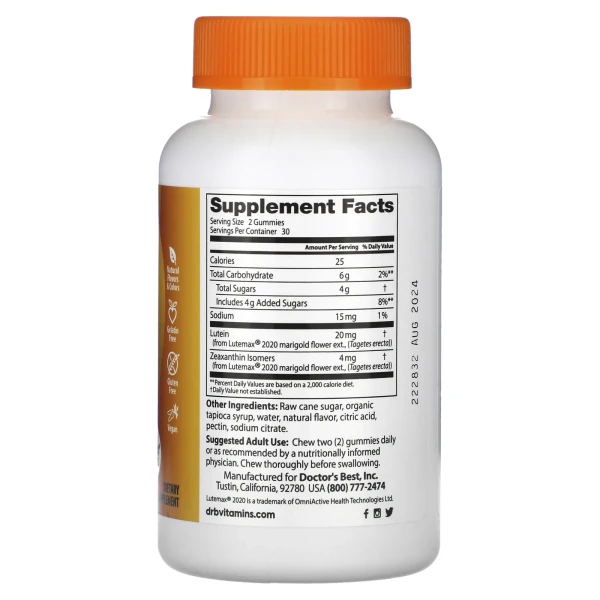 Лютеїн та зеаксантин Doctor's Best (Lutein and Zeaxanthin Gummies) 60 таблеток манго