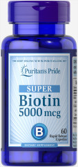 Супер біотин Puritan's Pride (Super Biotin) 5000 мкг 60 капсул