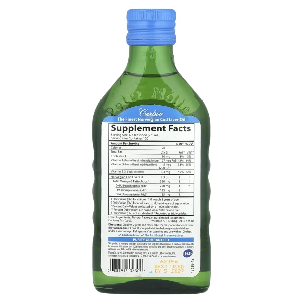 Риб'ячий жир (рідкий) з печінки тріски для дітей (Cod liver oil) 250 мл зі смаком жуйки