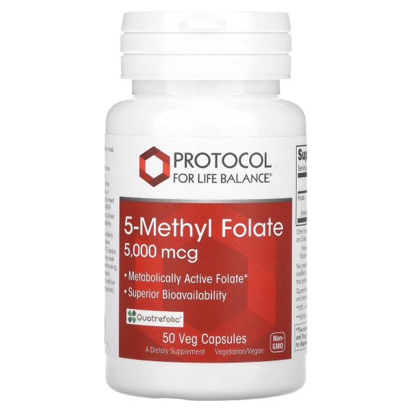 5-метил-фолат Protocol for Life Balance (5-Methyl Folate) 5000 мкг 50 рослинних капсул