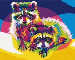 Премиум картина по номерам Радужные еноты 40 х 50 Brushme