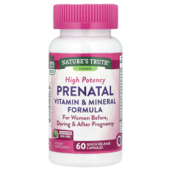 Вітаміни та мінералі пренатальні, Prenatal Vitamin &amp; Mineral Formula, Nature's Truth, високоефективна формула, 60 капсул швидкого вивільнення