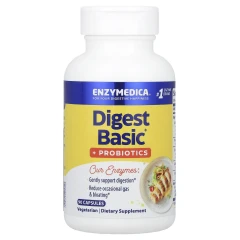 Добавка з пробіотиками для підтримки травлення Enzymedica (Digest Basic®) 90 капсул