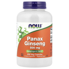 Женьшень NOW Foods (Ginseng) 500 мг 250 вегетаріанських капсул