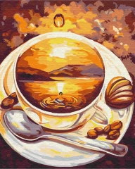 Преміум картина за номерами Схід сонця в чашці Brushme 40x50