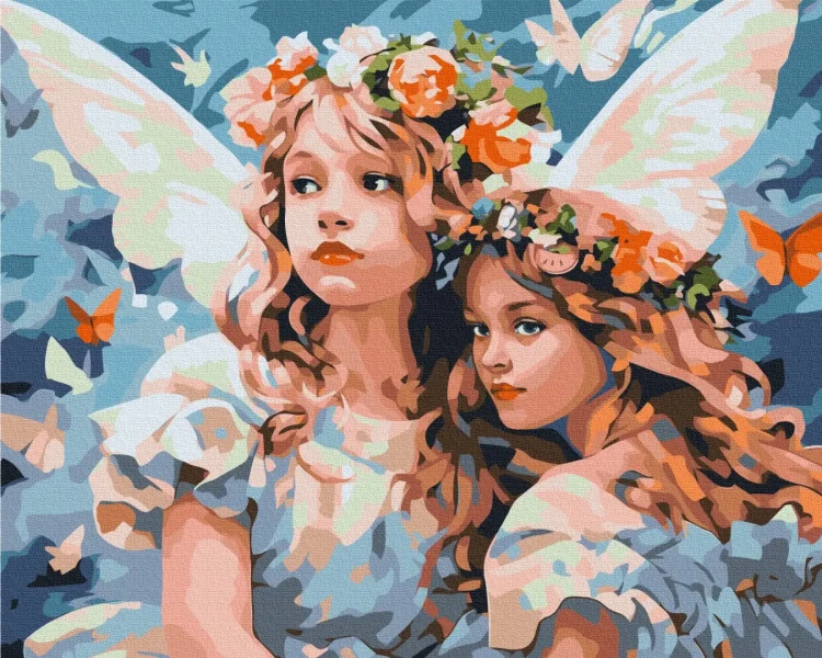 Картина за номерами Янголи у квіткових вінках  Brushme 48x60