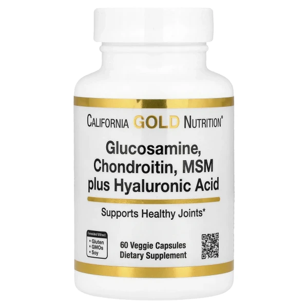 Глюкозамин, хондроитин, МСМ и гиалуроновая кислота California Gold Nutrition (Glucosamine Chondroitin, MSM plus Hyaluronic Acid) 60 капсул