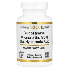 Глюкозамін, Хондроїтин, МСМ та Гіалуронова кислота (Glucosamine Chondroitin, MSM plus Hyaluronic Acid) 60 капсул