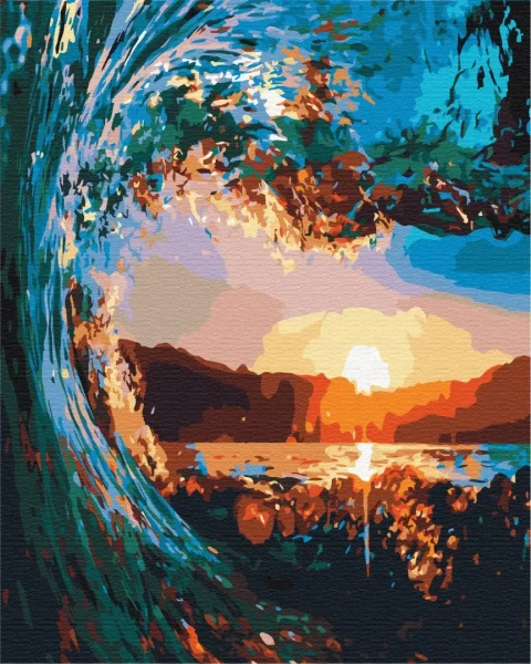 Картина за номерами Захід сонця крізь хвилі  Brushme 40x50