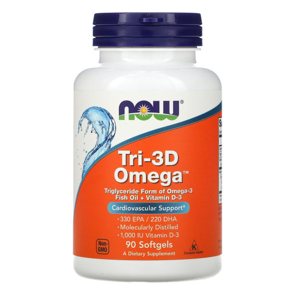 Риб'ячий жир + вітамін D-3 Now Foods (Омега Tri-3D) 90 капсул