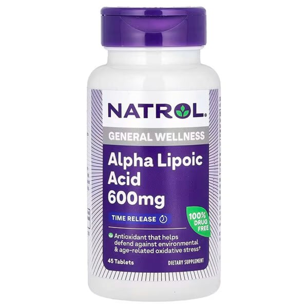 Альфа-липоевая кислота Natrol (Alpha Lipoic Acid) 600 мг с медленным высвобождением 45 таблеток