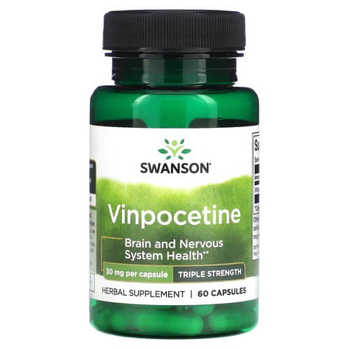 Винпоцетин 30 мг Swanson (Vinpocetine) 60 капсул