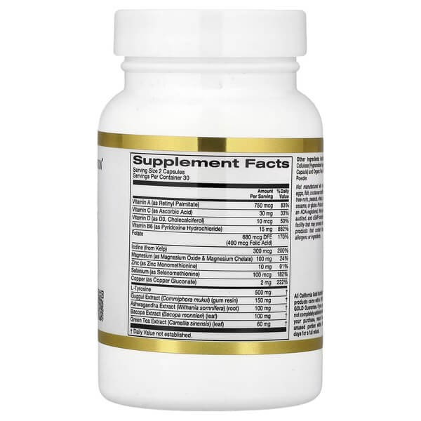 Підтримка щитоподібної залози California Gold Nutrition (Thyroid Support) 60 рослинних капсул