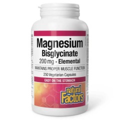 Бисглицинат магния 200 мг Natural Factors (Magnesium Bisglycinate) 250 растительных капсул