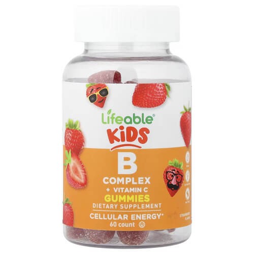 Комплекс вітамінів B + вітамін C Lifeable (Kids B Complex + Vitamin C) 60 жувальних цукерок