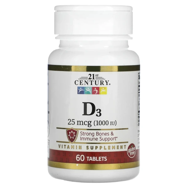 Вітамін Д3 21st Century (Vitamin D3) 1000 МО 60 таблеток