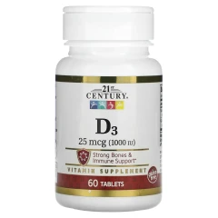 Вітамін Д3 21st Century (Vitamin D3) 1000 МО 60 таблеток