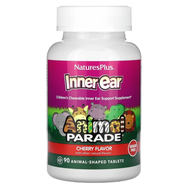 Жувальні вітаміни для дітей Nature's Plus (Inner Ear Support Animal Parade) 90 жувальних таблеток з вишневим смаком
