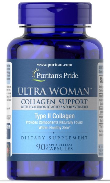 Підтримка колагену, Ultra Woman Collagen Support with Hyaluronic Acid, Puritan's Pride, з гіалуроновою кислотою, 1000 мг, 90 капсул