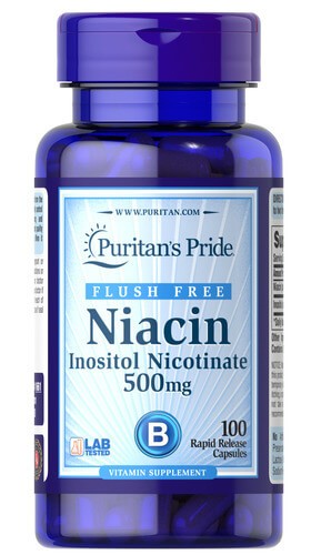 Ніацин без приливів крові 500 мг Puritan's Pride (Flush Free Niacin) 100 капсул