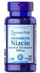Ниацин без приливов крови 500 мг Puritan's Pride (Flush Free Niacin) 100 капсул