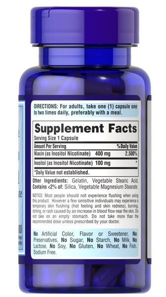 Ніацин без приливів крові 500 мг Puritan's Pride (Flush Free Niacin) 100 капсул