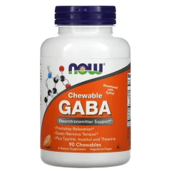 ГАМК (Гамма-аміномасляна кислота) Now Foods (GABA) 250 мг 90 таблеток з апельсиновим смаком