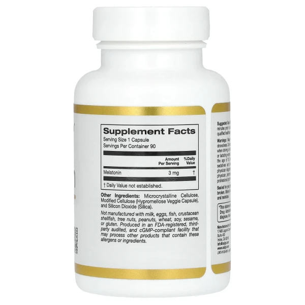 Мелатонин California Gold Nutrition (Melatonin) 3 мг 90 капсул