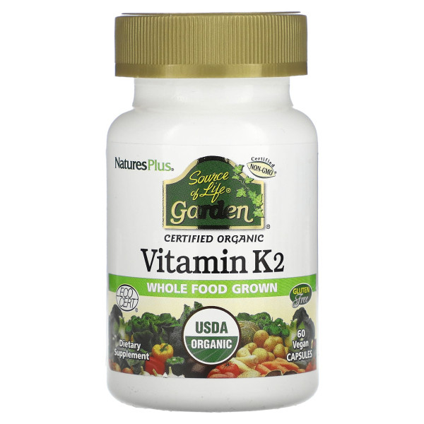 Органический витамин K2 NaturesPlus (Source of Life Garden) 60 веганских капсул