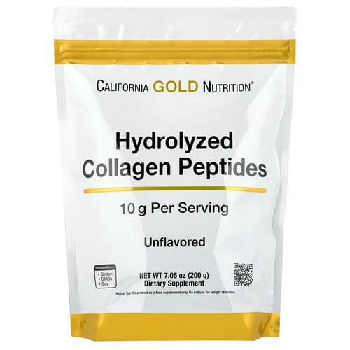 Гідролізований пептидний колаген California Gold Nutrition (Hydrolyzed Collagen Peptides) 200 г