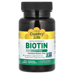 Біотин Country Life (Biotin) 5000 мкг 120 капсул