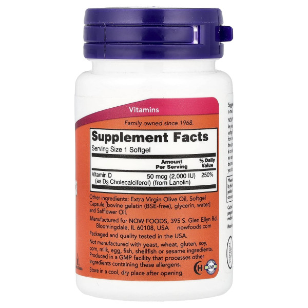 Вітамін Д3 Now Foods (Vitamin D3) 2000 МО 30 капсул