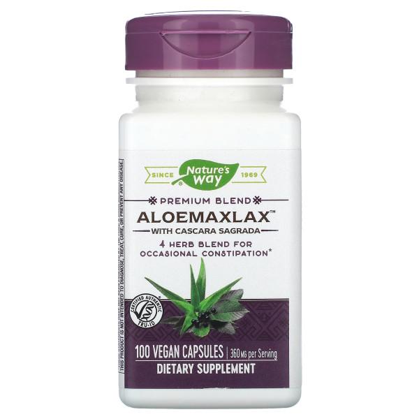 Каскара саграда Nature's Way з алое (AloeMaxLax with Cascara Sagrada) 360 мг 100 капсул