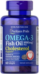 Омега-3 из рыбьего жира для поддержания холестерина Puritan's Pride (Omega-3 Fish Oil Plus Cholesterol Support) 60 жидких капсул