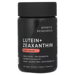 Лютеин и зеаксантин растительного происхождения Sports Research (Lutein + Zeaxanthin Plant-Based) 120 жидких растительных капсул