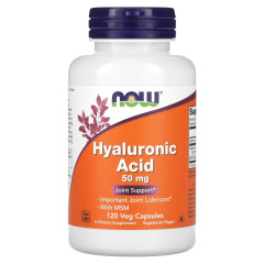 Гіалуронова кислота з МСМ NOW Foods (Hyaluronic Acid with MSM) 50 мг 120 вегетаріанських капсул