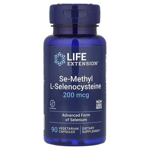 Селеноцистеїн L-Se-метильований 200 мкг Life Extension (Se-Methyl L-Selenocysteine) 90 рослинних капсул
